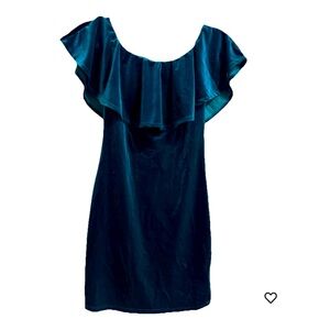 Holiday Forever 21 Blue Ruffled Off-Shoulder Cocktail Dress